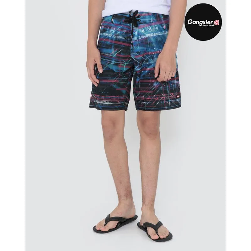 Bermuda Juvenil Surf Estampa Colorida Gangster Azul 12