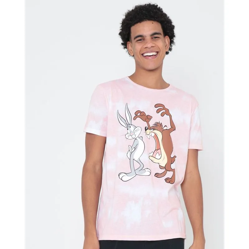 Camiseta Estampa Tye Die Looney Tunes Rosa P
