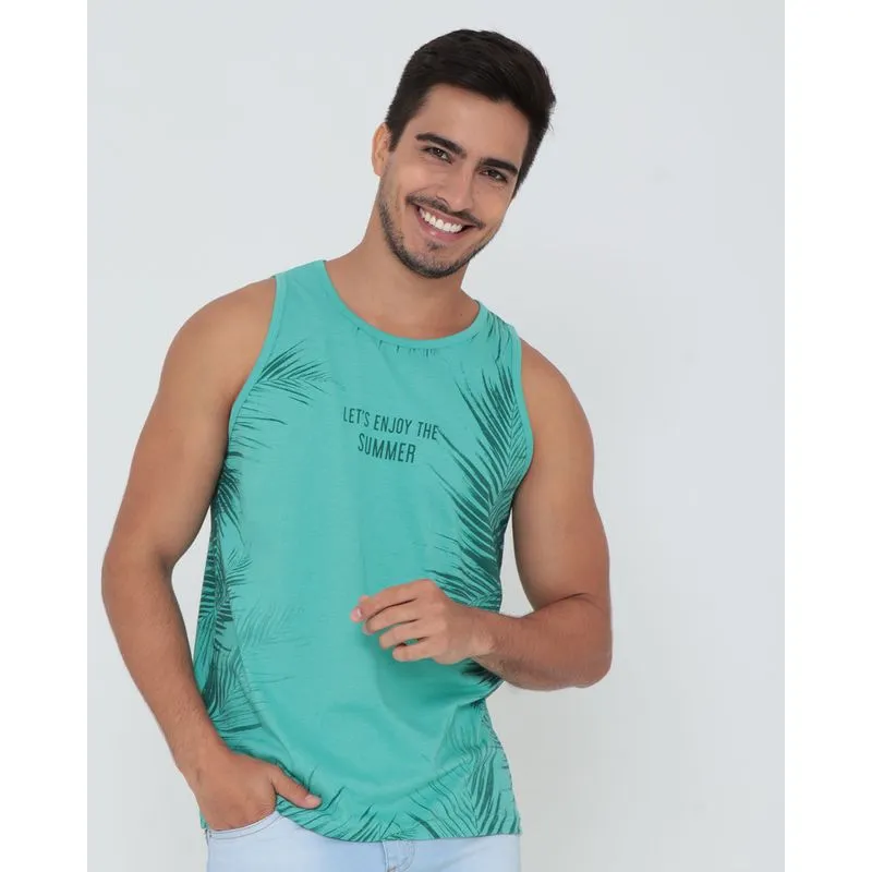 Regata Masculina Surf Folhagens Verde GG