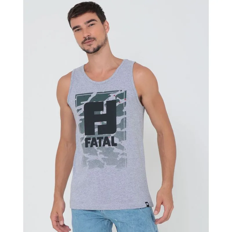 Regata Masculina Fatal Mescla Cinza GG