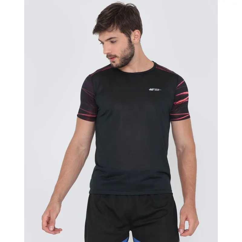 Camiseta Esportiva Estampa Com Listras Rosa M