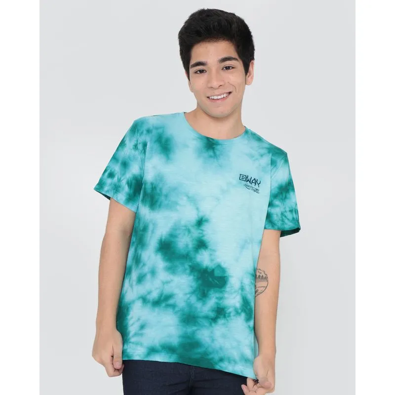 Camiseta Juvenil Estampa Tie Dye Azul Claro 12