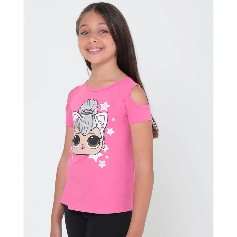 Blusa Infantil Open Shoulder LOL Surprise Rosa 4