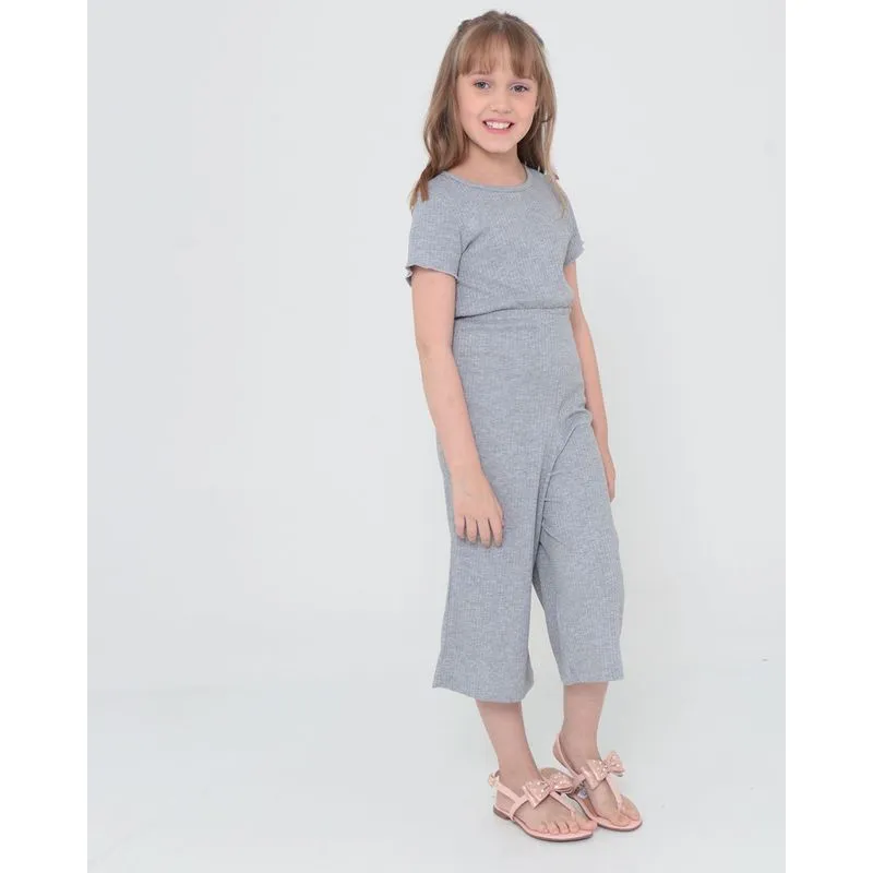 Macacão Infantil Pantacourt Liso Mescla Cinza 6