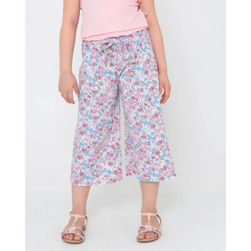 Calça Infantil Pantacourt Floral Branco 4
