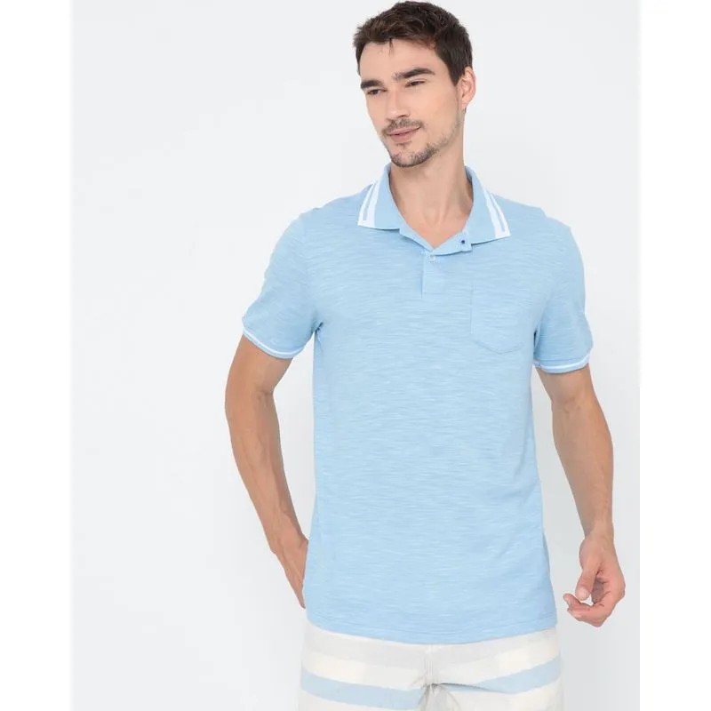 Polo Masculina Flamê Com Bolso Azul Claro M