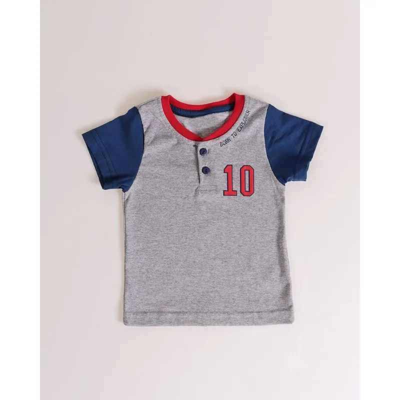 Camiseta Bebê Botões Mescla Cinza M