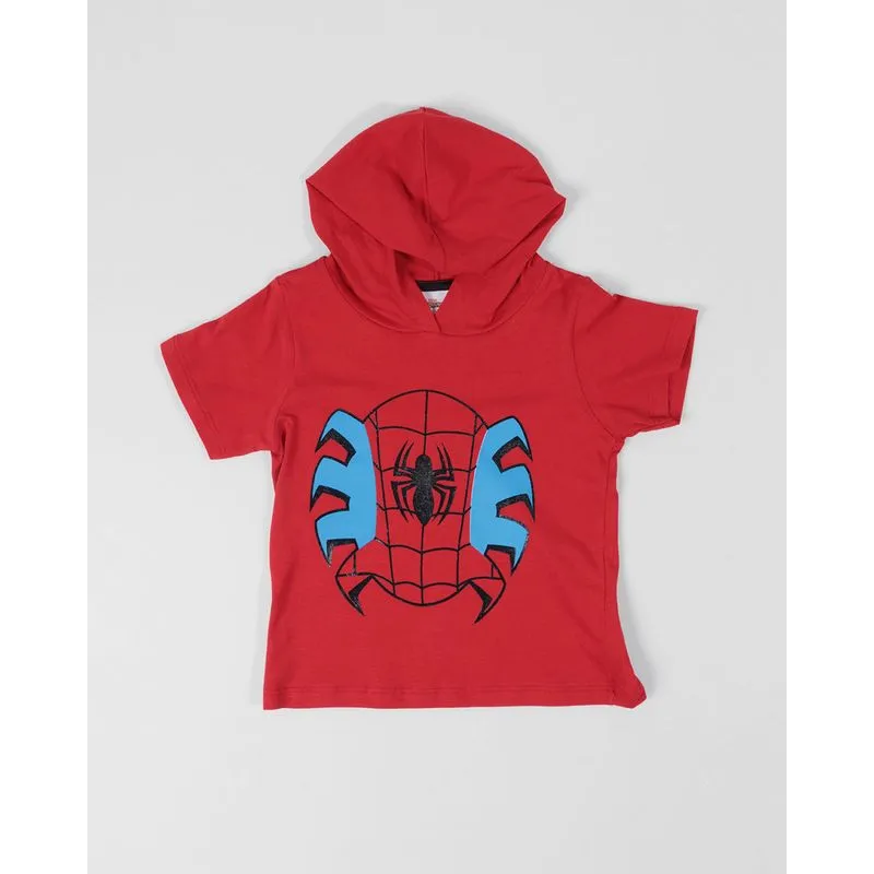 Camiseta Bebê Algodão com Capuz Homem-Aranha vermelho 1