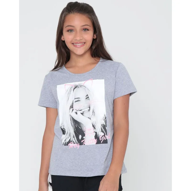Blusa Juvenil Estampa Frontal Cinza 16
