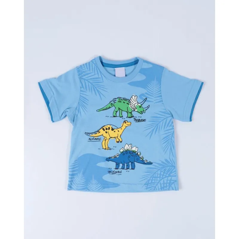 Camiseta Bebê Estampa Dinossauro Azul 2