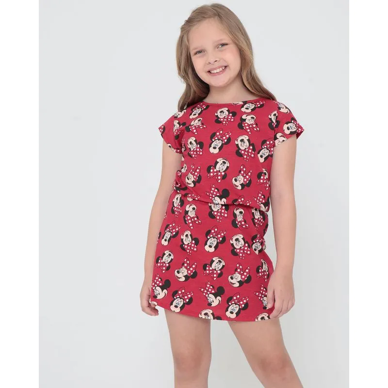 Vestido Infantil Minnie Mouse Disney Vermelho 6
