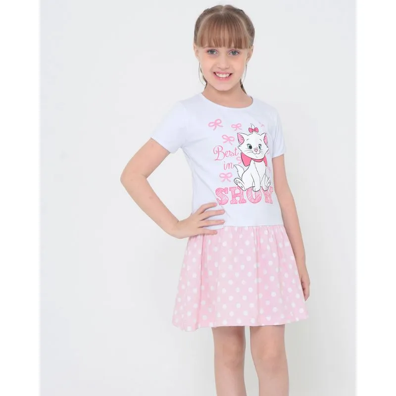 Vestido Infantil Gata Marie Disney Branco 6