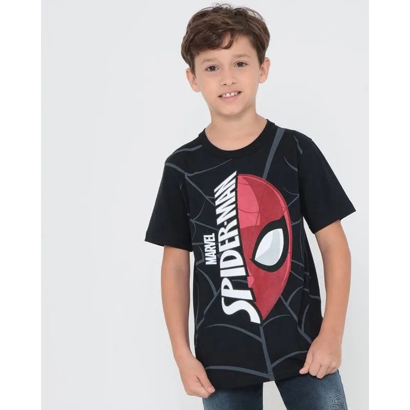 Camiseta Infantil Estampa Homem Aranha Marvel Preta 10