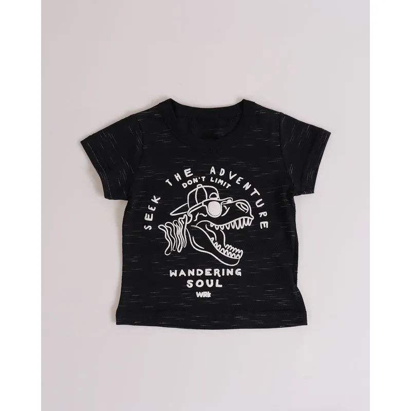 Camiseta Bebê Dinossauro Flamê Preta G