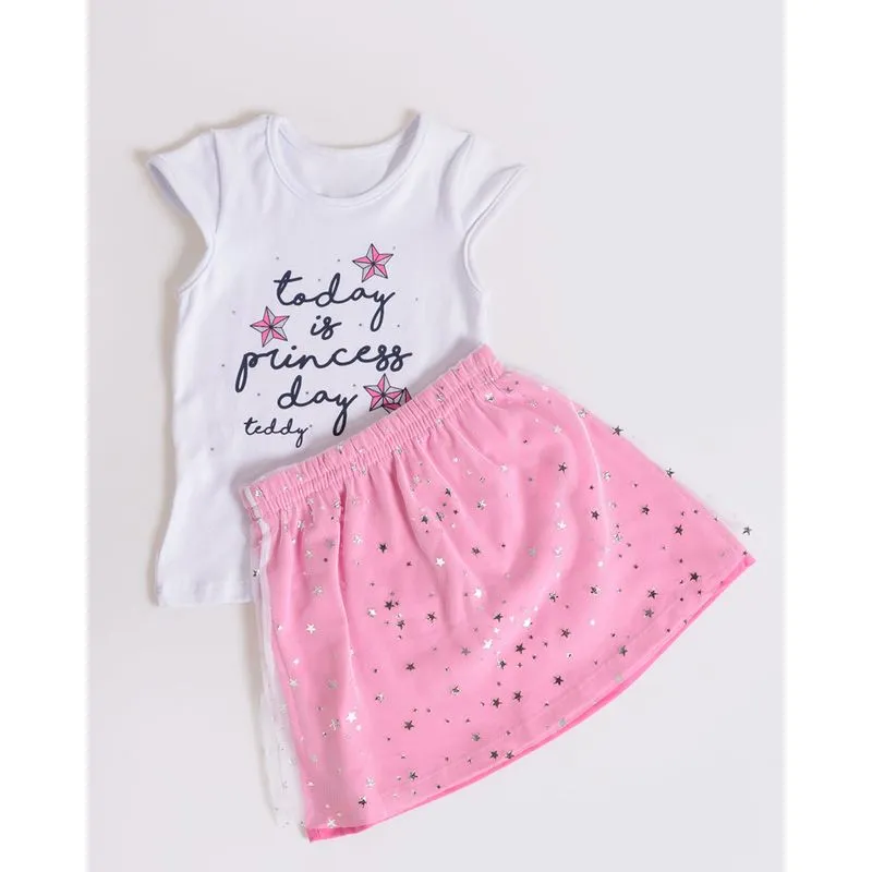 Conjunto Bebê Tule Estampa Estrela Branco 2