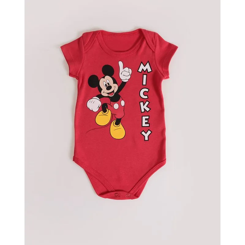 Body Bebê Estampa Mickey Disney Vermelho M