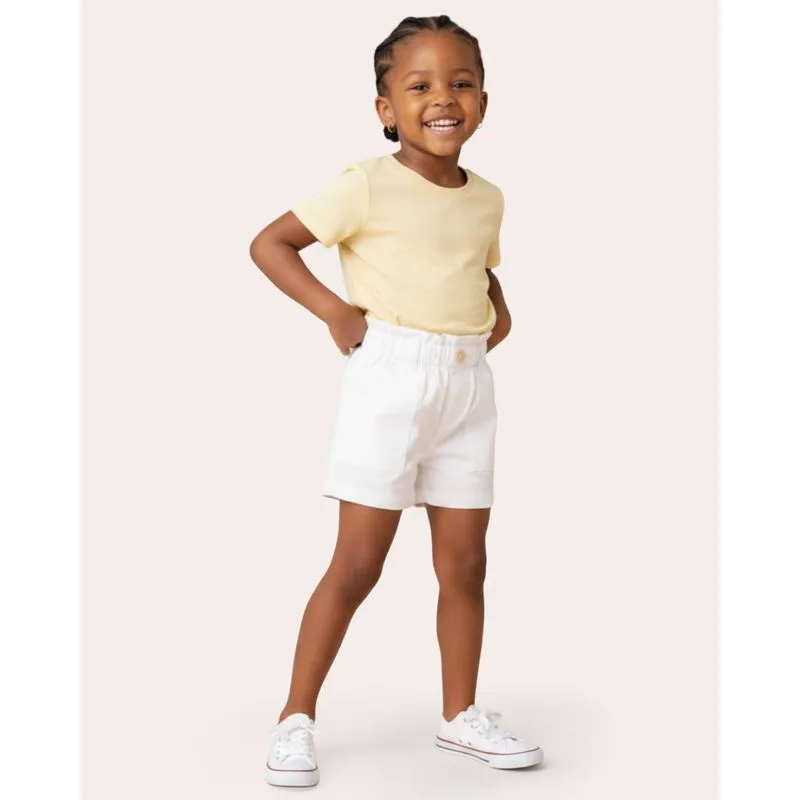 Short Bebê Sarja Clochard Com Bolso Branco 1