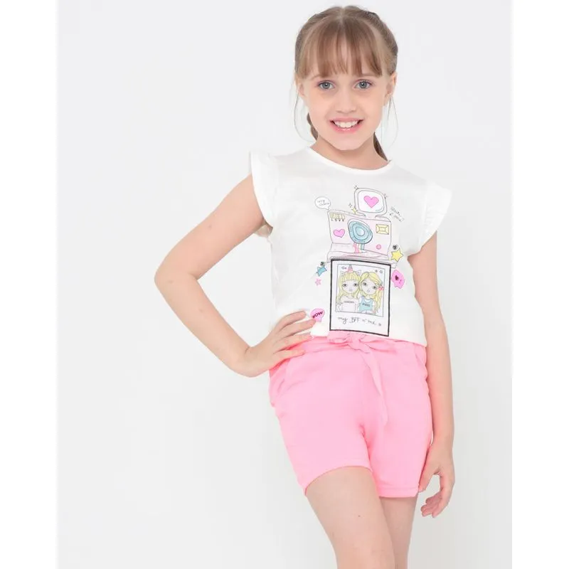 Conjunto Infantil Regata Estampa Com Brilho Off White 4
