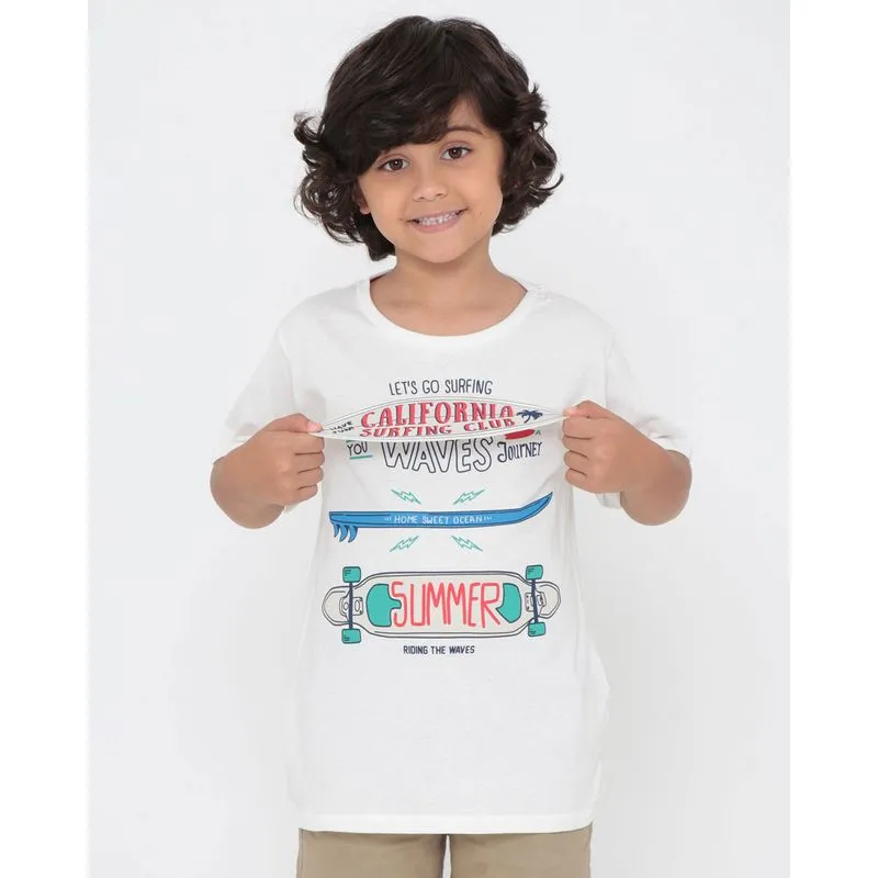Camiseta Infantil Surf Estampa Interativa Off White 8