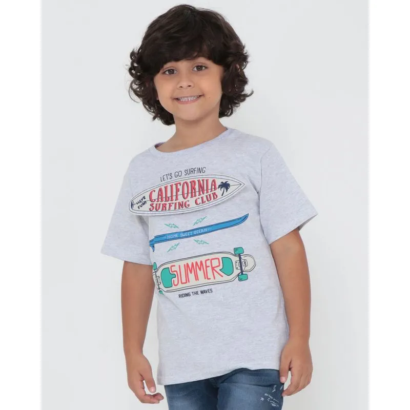 Camiseta Infantil Estampa Interativa Mescla Cinza Claro 4