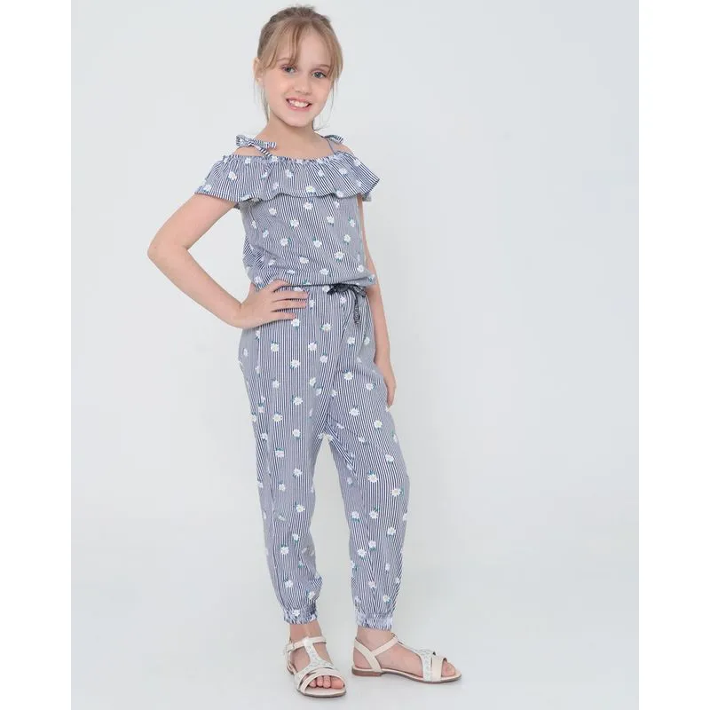 Macacão Infantil Longo Listrado Azul 6