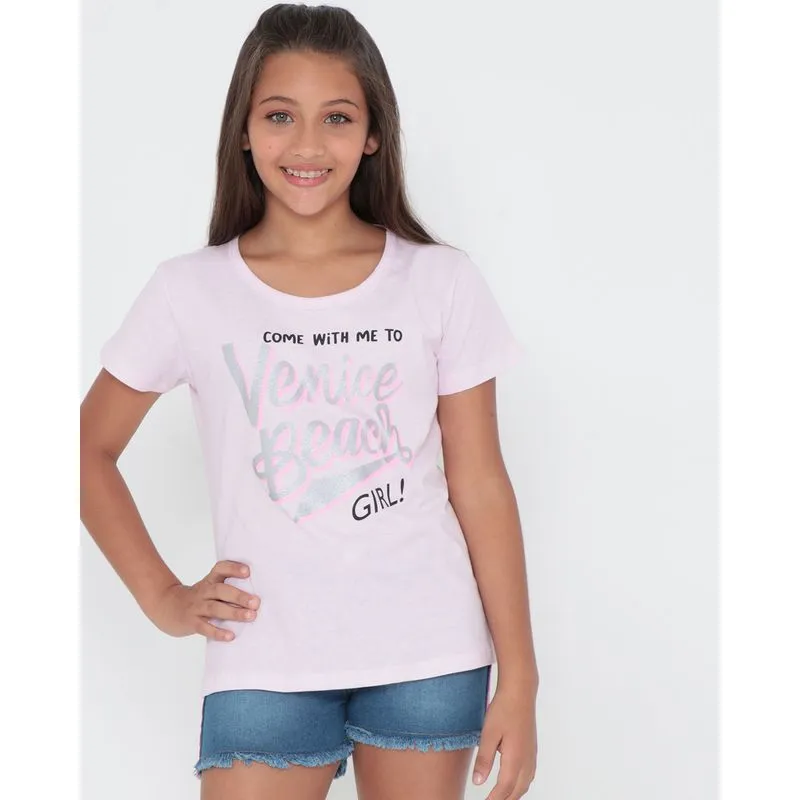 Blusa Juvenil Estampa Frontal Rosa 10