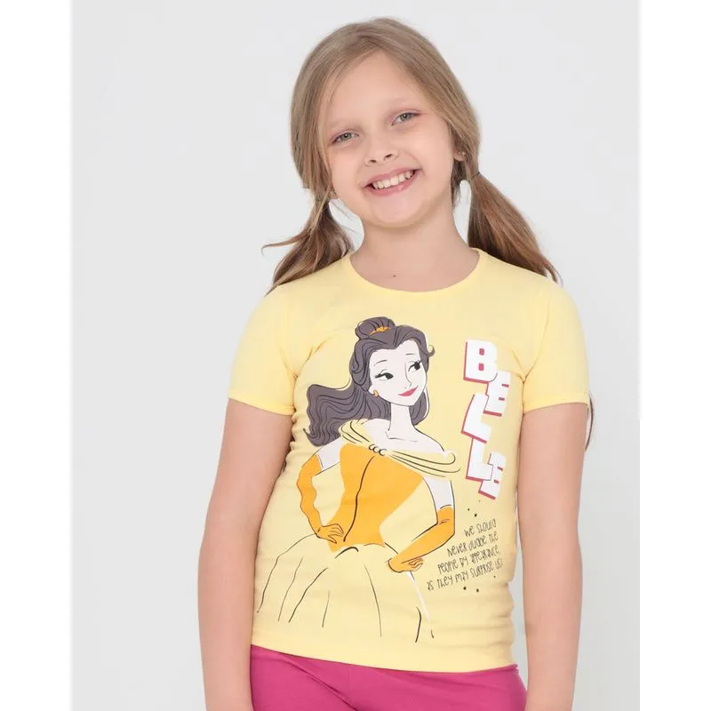 Blusa Infantil Estampa Bela Disney Amarela 6