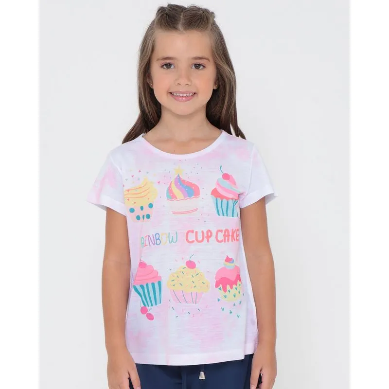 Blusa Infantil Estampa Cupcakes Tie Dye Rosa 6