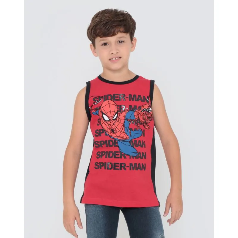 Regata Infantil Estampa Homem Aranha Recorte Vermelha 8