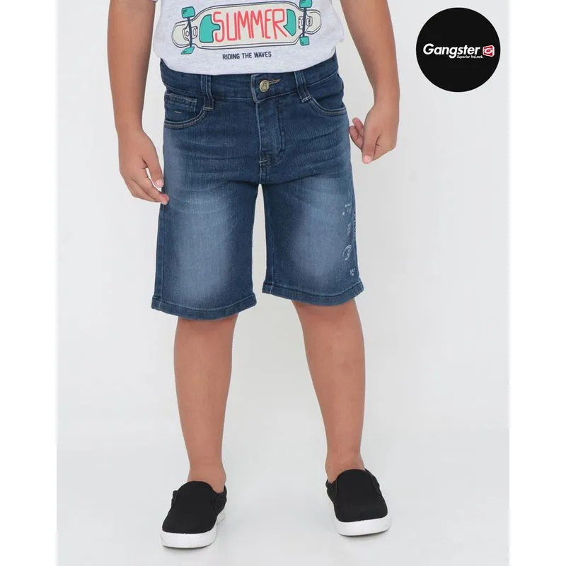 Bermuda Jeans Infantil Gangster Azul Escuro 8