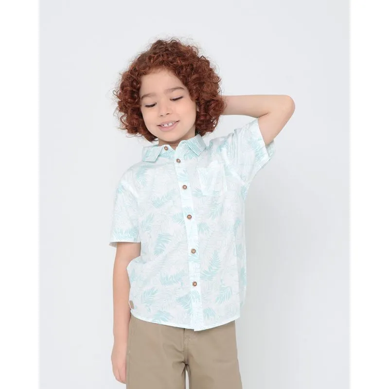 Camisa Infantil Bolso Estampa Floral Branca 8