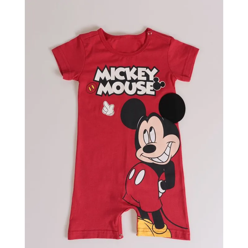 Macacão Bebê Mickey Mouse Disney Vermelho P
