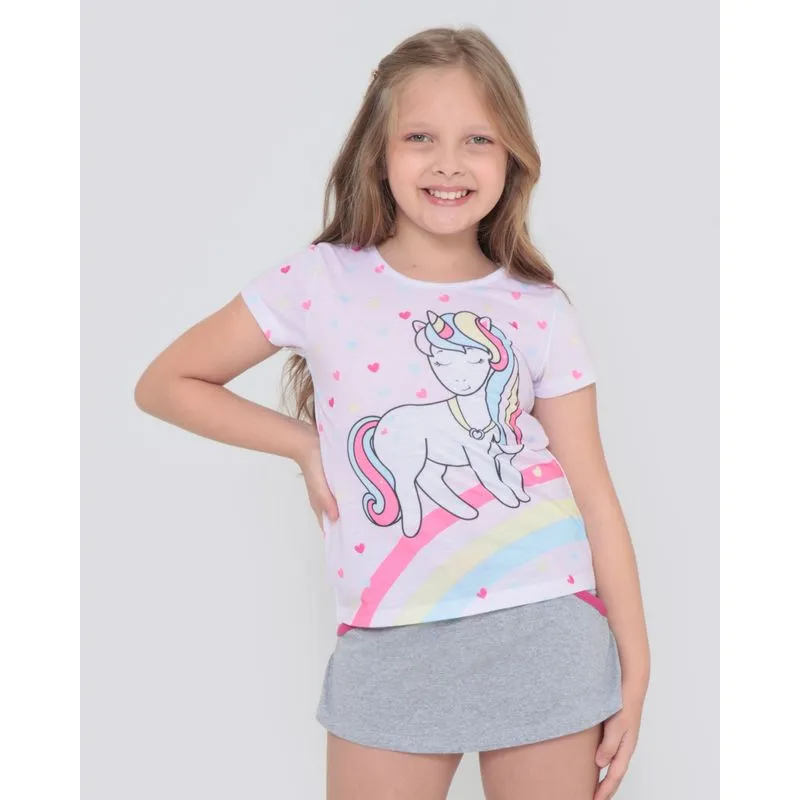 Blusa Infantil Estampa Unicórnio Branca 10