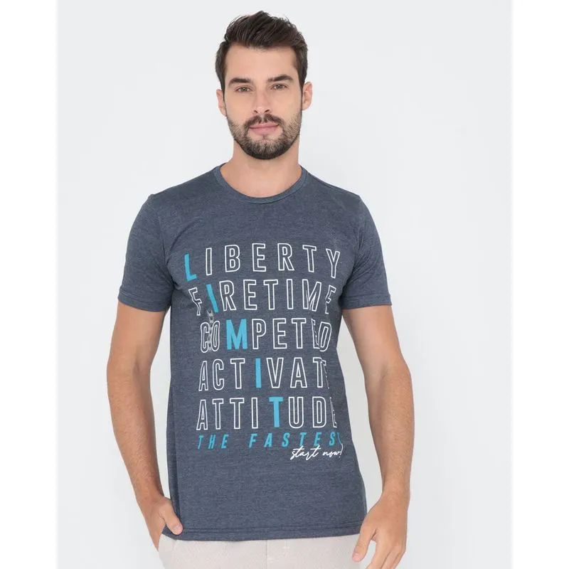 Camiseta Esportiva Estampada Cinza GG