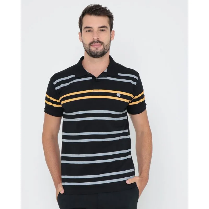 Polo Masculina Manga Curta Listrada Preta M