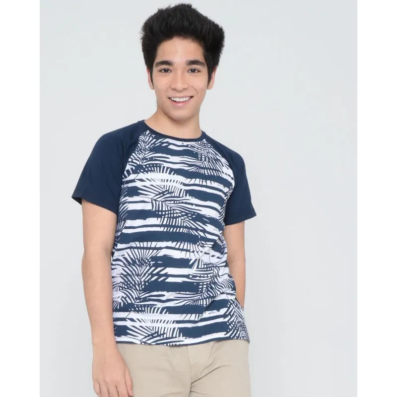 Camiseta Juvenil Estampa Tropical Azul Marinho 12