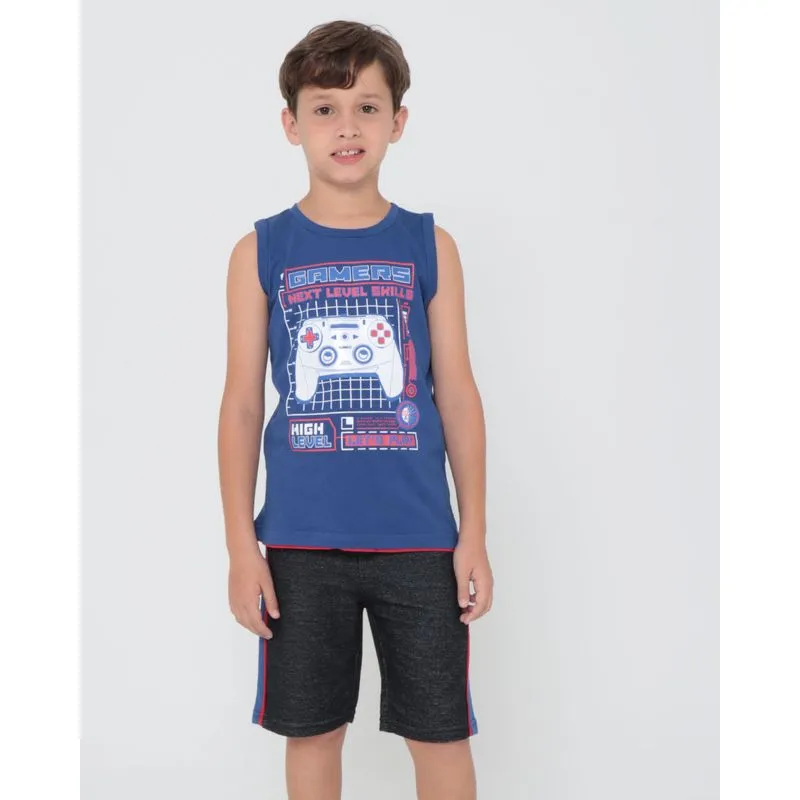 Conjunto Infantil Regata Estampa Game Azul 8
