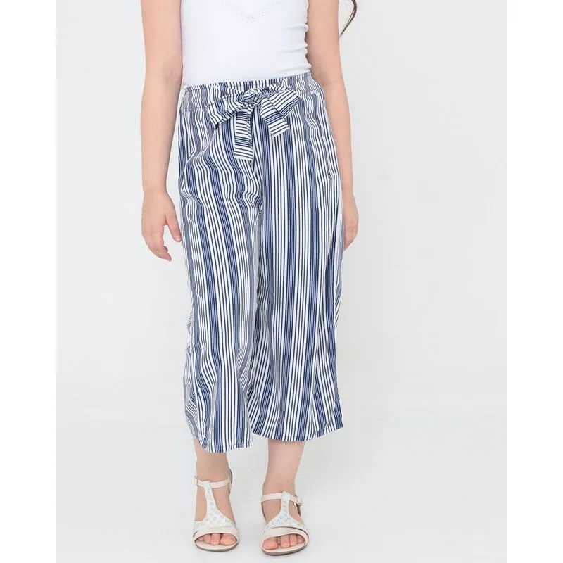 Calça Infantil Pantacourt Listrada Azul Marinho 8