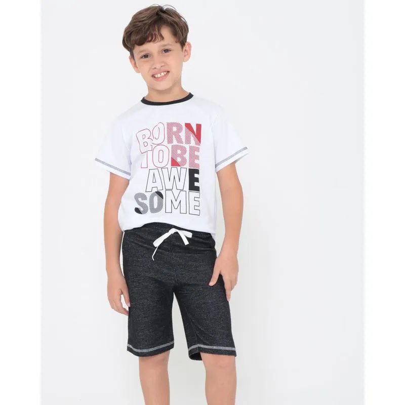 Conjunto Infantil Estampa Escrita Branco 10