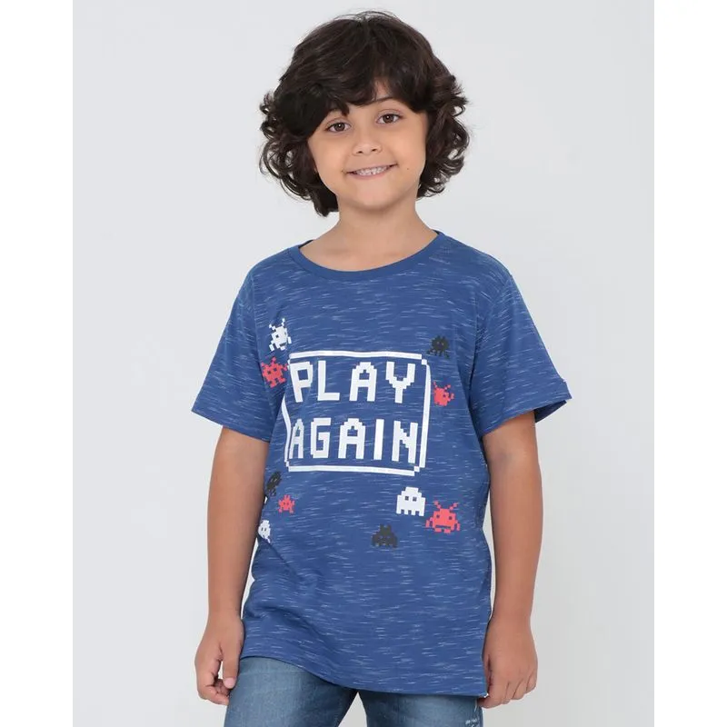 Camiseta Infantil Flamê Estampa Play Azul 4