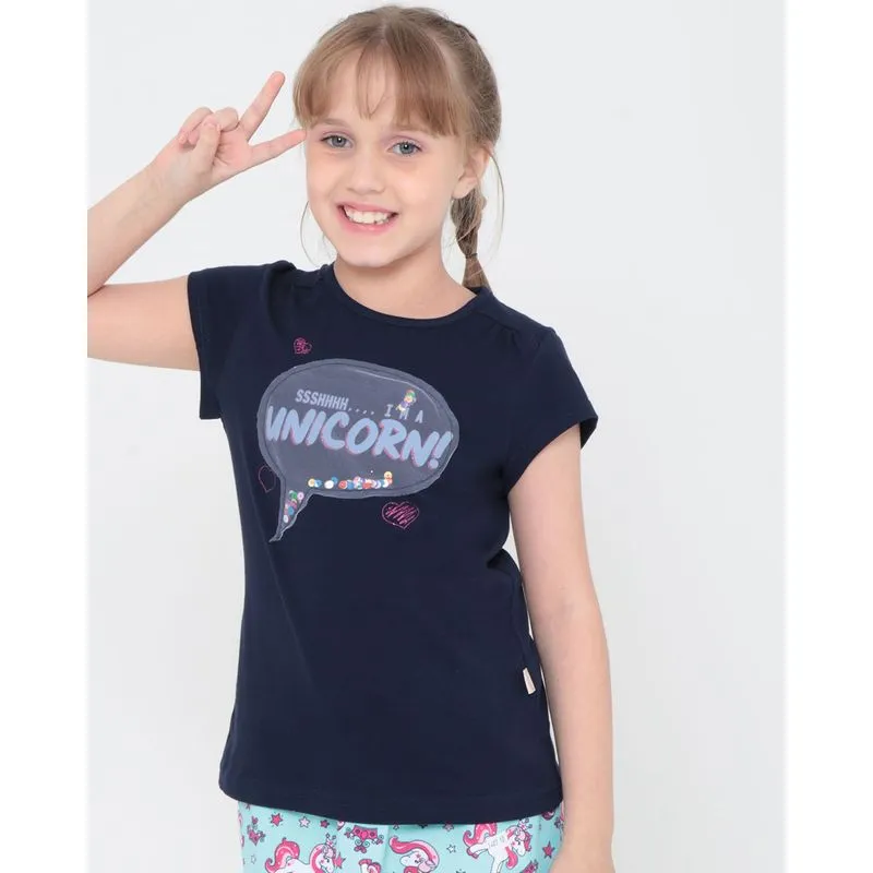 Blusa Infantil Tule Com Lantejoulas Azul Marinho 6