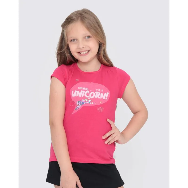 Blusa Infantil Tule Com Lantejoulas Rosa 6