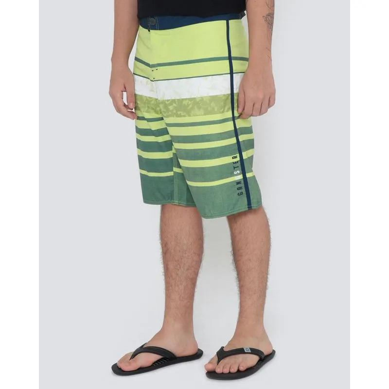 Bermuda Juvenil Surf Listras Gangster Verde Neon 10
