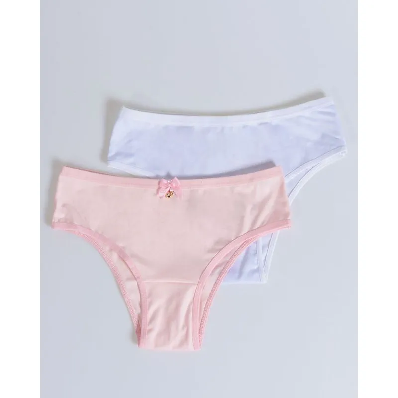 Kit 2 Calcinhas Plus Size Biquíni Rosa Branca M