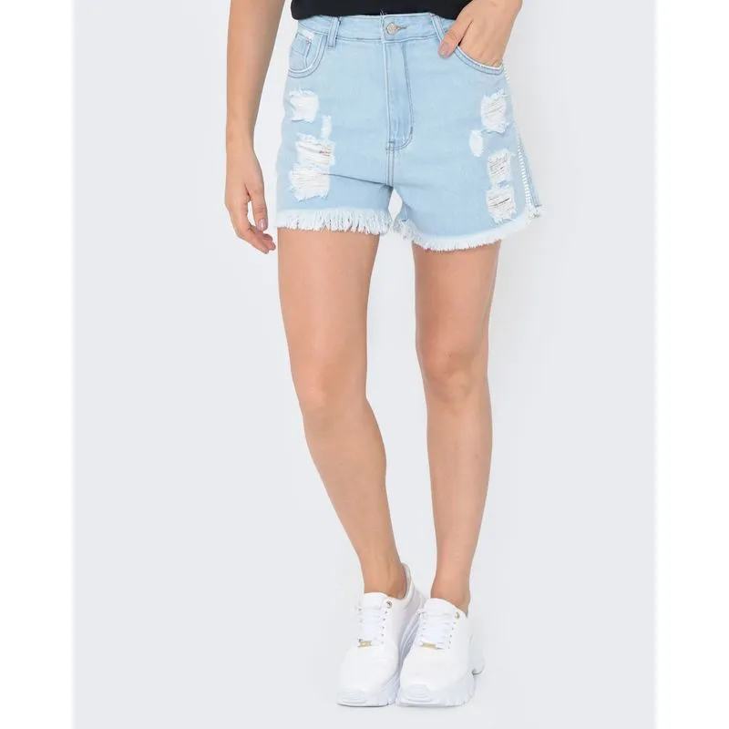 Short Jeans Detalhe Azul Claro 46