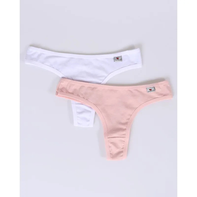 Kit 2 Calcinhas Fio Branca Rosa P