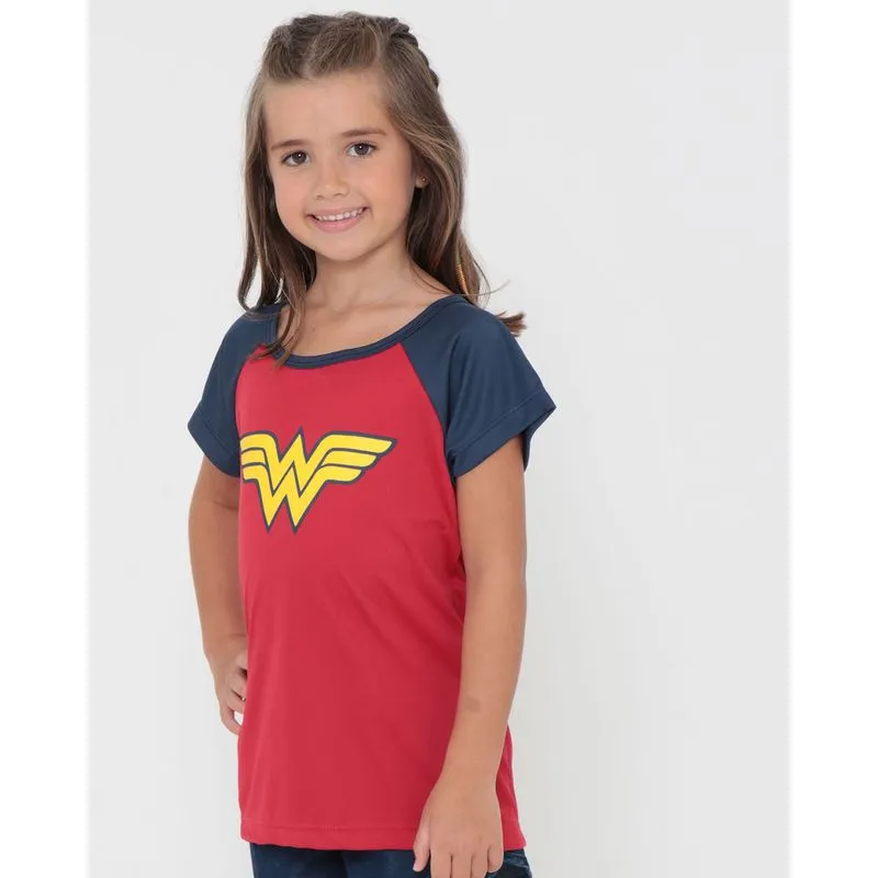 Blusa Infantil Esportiva Mulher Maravilha Liga da Justiça Vermelha 10