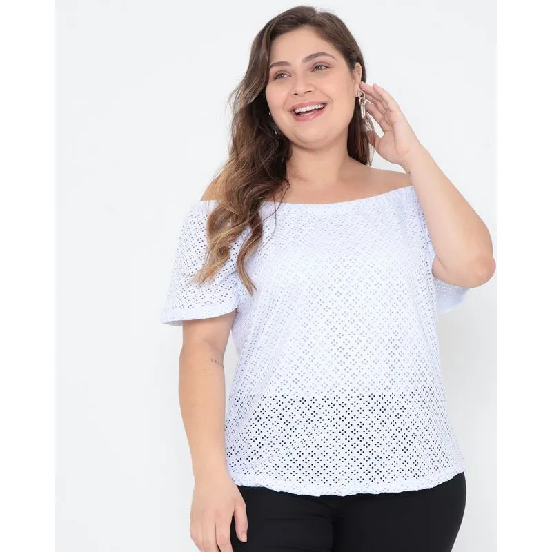 Blusa Plus Size Ciganinha Laise Branca G1