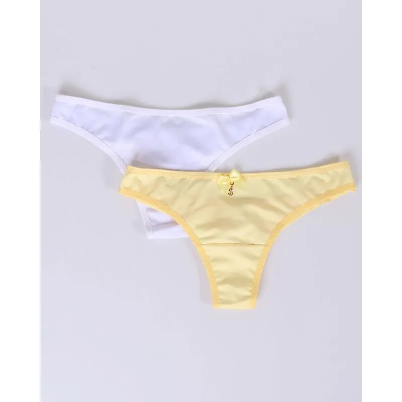 Kit 2 Calcinhas Fio Ano Novo Branca Amarela P