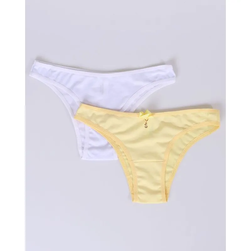 Kit 2 Calcinhas Biquíni Ano Novo Branca Amarela G
